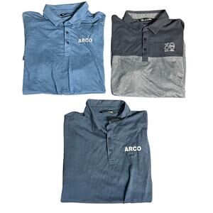 LOT OF 3 - Travis Mathew XL Performance Golf Polo Shirts Custom Embroidered ARCO